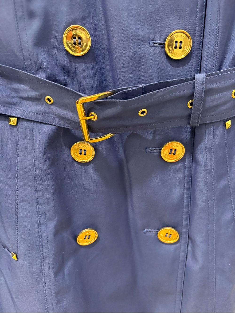 Michael Kors Blue Double-Breasted Women's Trench Coat with Belt - Picture 10 of 15